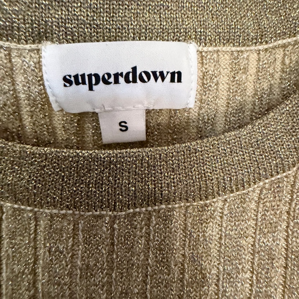 superdown Metallic Gold Ribbed Tank - Picture 3 of 5